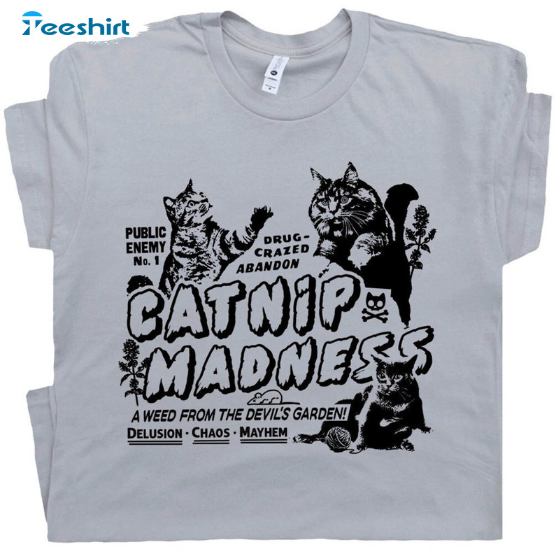 Catnip Madness Cute Cat Shirt, Funny Cat Crewneck Unisex T-shirt