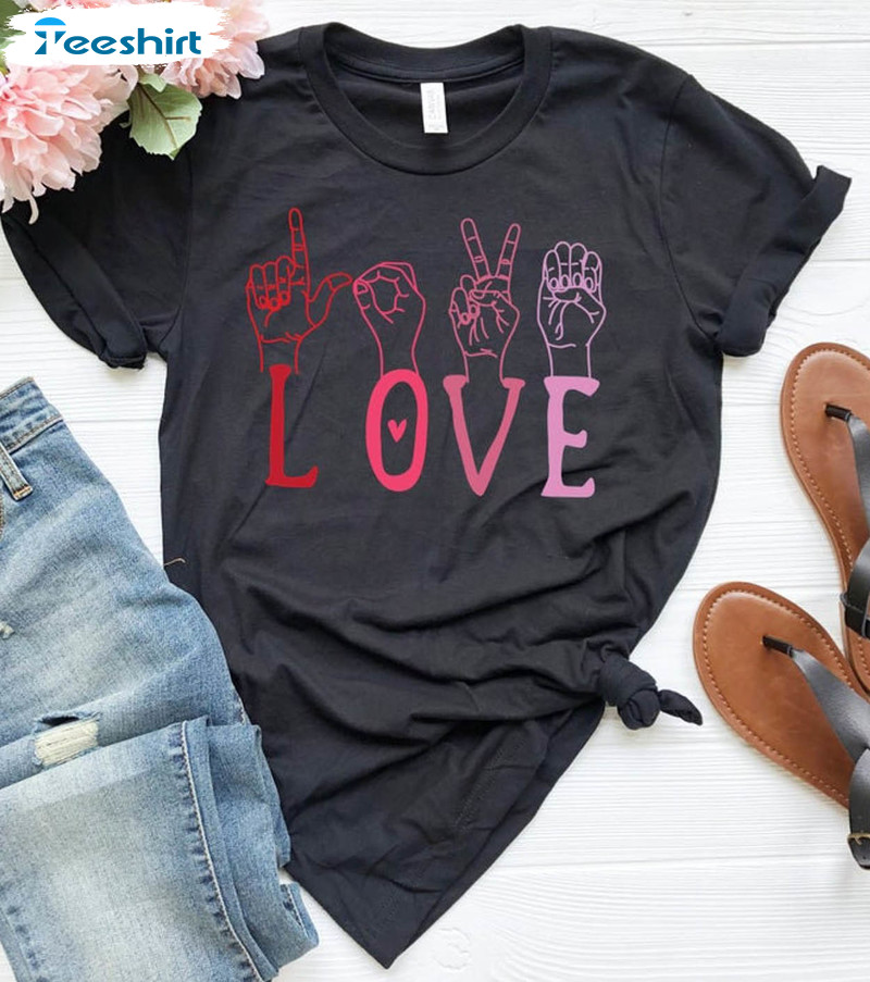 Love Sign Language Shirt, Hand Love Funny Short Sleeve Unisex T-shirt