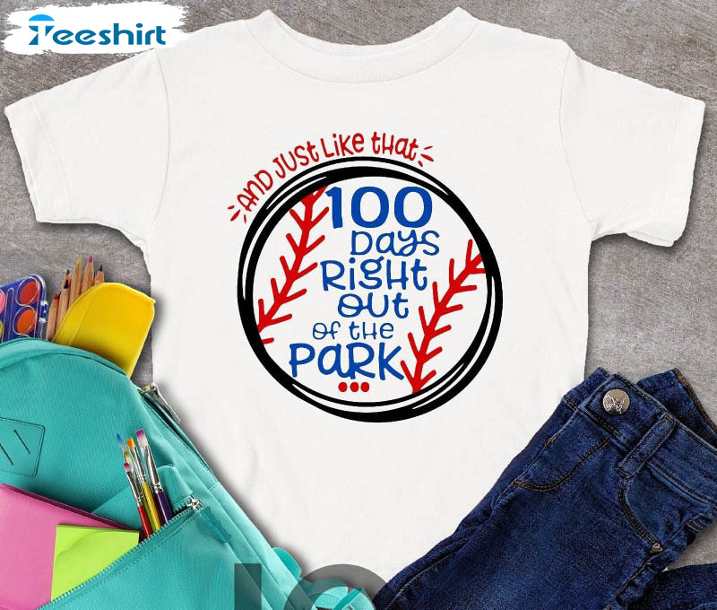 100 Days Of School Shirt, Funny 100 Days Baseball Long Sleeve Tee Tops