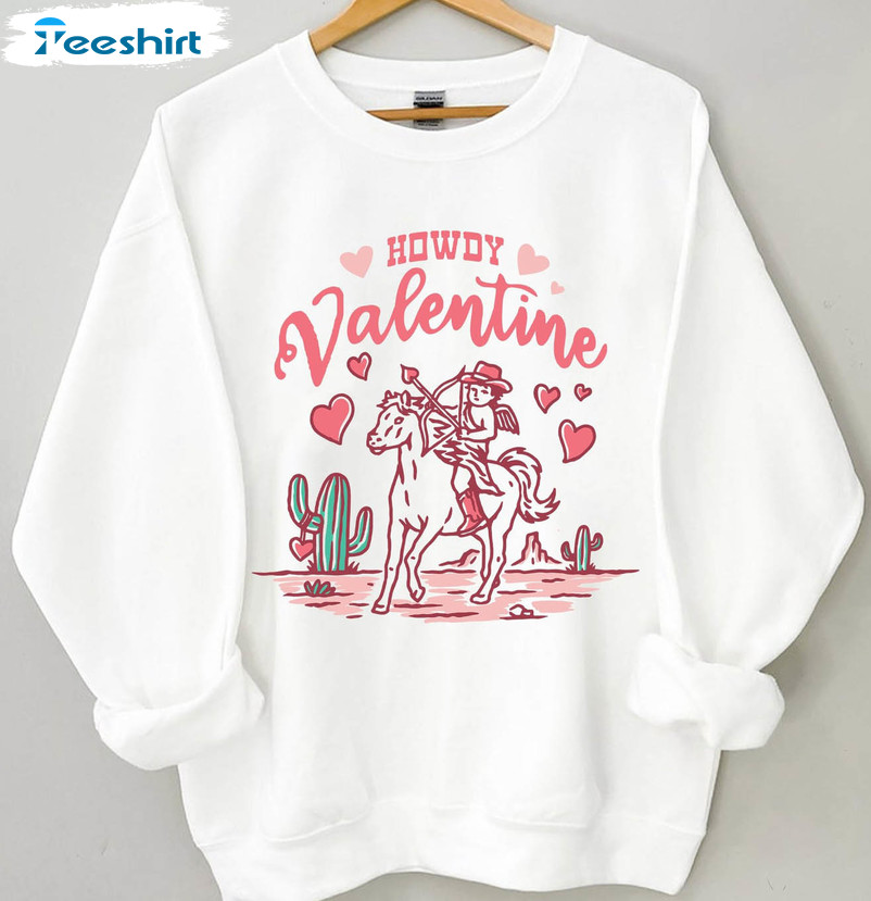 Howdy Valentine Shirt, Western Valentine Crewneck Unisex Hoodie