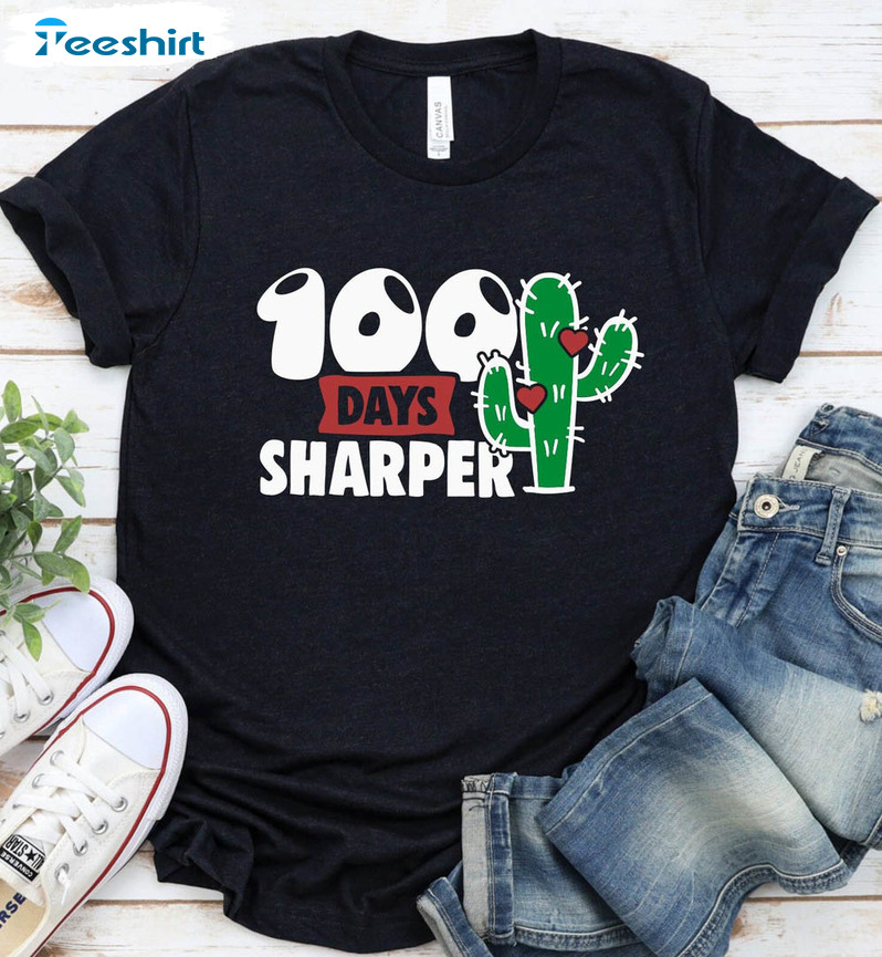 100 Days Sharper School Shirt, 100 Days Of School Unisex Hoodie Crewneck