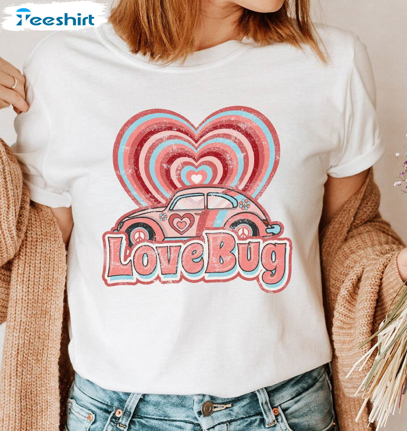 Love Bug Valentines Day Shirt, Valentines Vintage Unisex Hoodie Long Sleeve