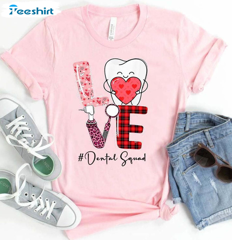 Love Dentist Valentines Shirt, Dental Valentine Long Sleeve Unisex T-shirt