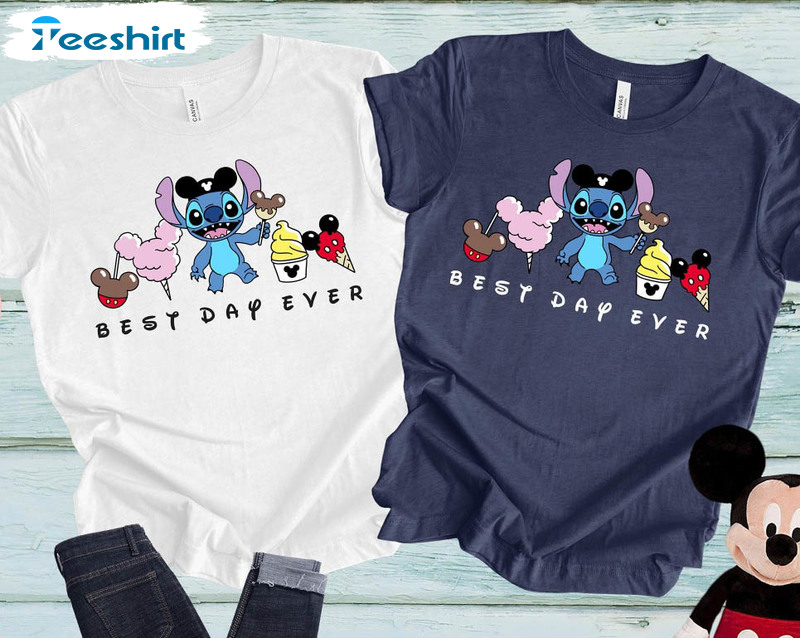 Stitch Best Day Ever Shirt, Disney Snacks Tee Tops Short Sleeve
