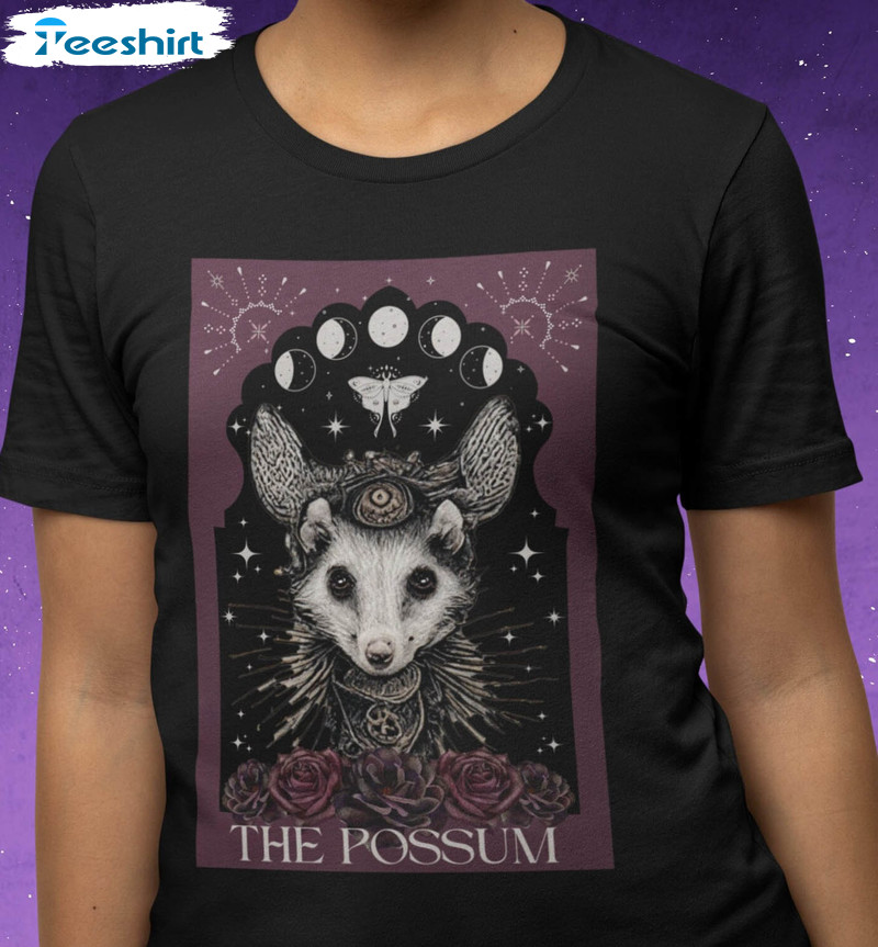 The Opossum Tarot Card Vintage Shirt, Tarot Card Trending Crewneck Short Sleeve