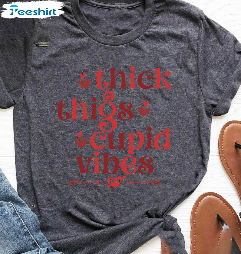 Thick Thighs Cupid Vibes Shirt, Cute Funny Cupid Unisex Hoodie Long Sleeve