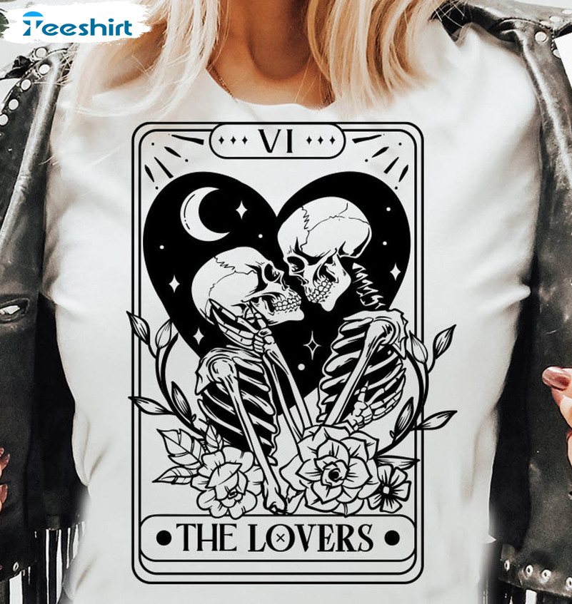 The Lovers Tarot Card Trending Shirt, Skeleton Love Sweatshirt Unisex Hoodie