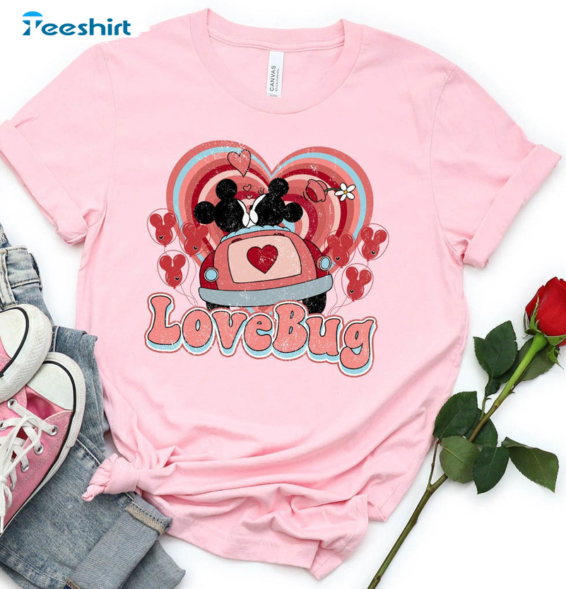 Valentine Love Bug Shirt, Mickey Minnie Valentine Crewneck Unisex Hoodie