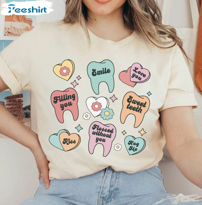 Dentist Valentines Cute Shirt, Valentine Dental Unisex Hoodie Crewneck