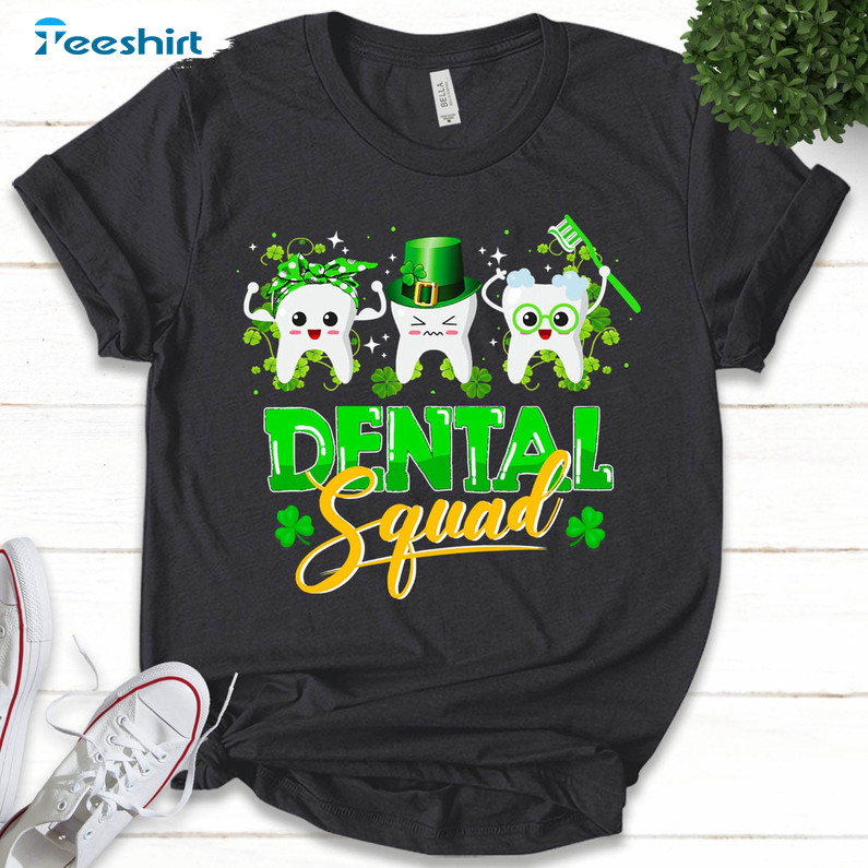 Dental Squad Shirt , Dentist Shamrocks Tee Tops Unisex Hoodie