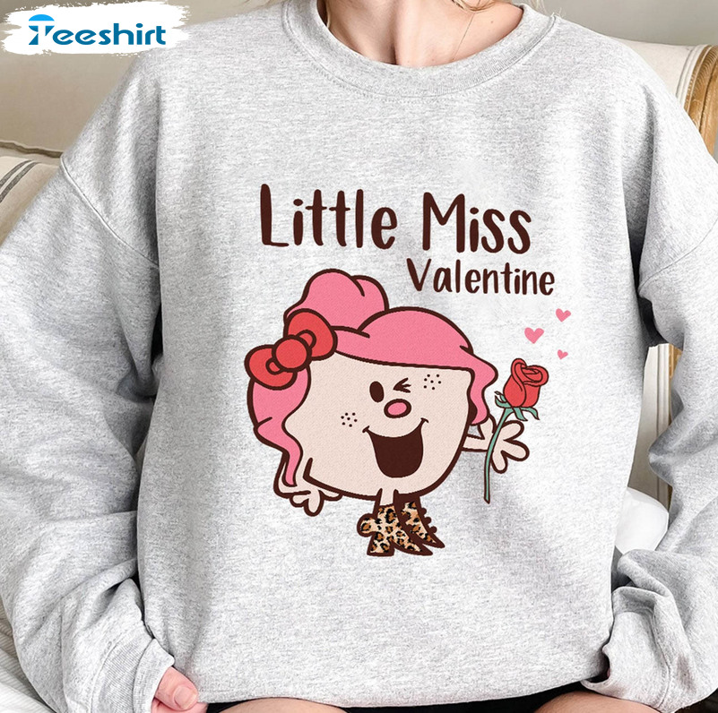 Little Miss Valentine Sweatshirt, Cute Little Miss Short Sleeve Crewneck