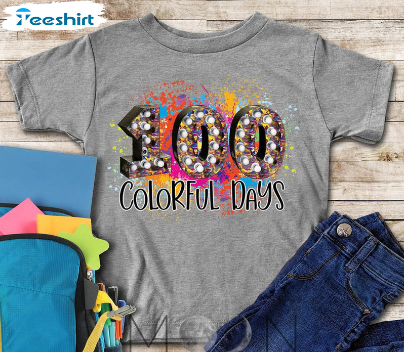 100 Colorful Days Vintage Shirt, 100 Days Of School Unisex T-shirt Unisex Hoodie