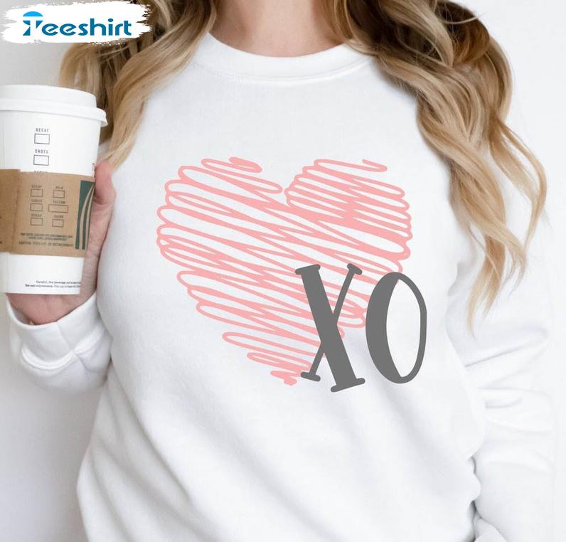 Xoxo Valentines Day Vintage Shirt, Xoxo Heart Valentine Short Sleeve Sweatshirt