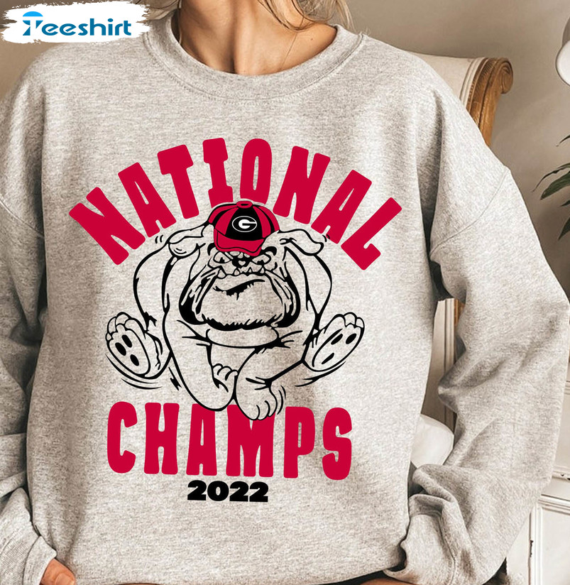 National Champs Sweatshirt, Go Dawgs Vintage Crewneck Short Sleeve