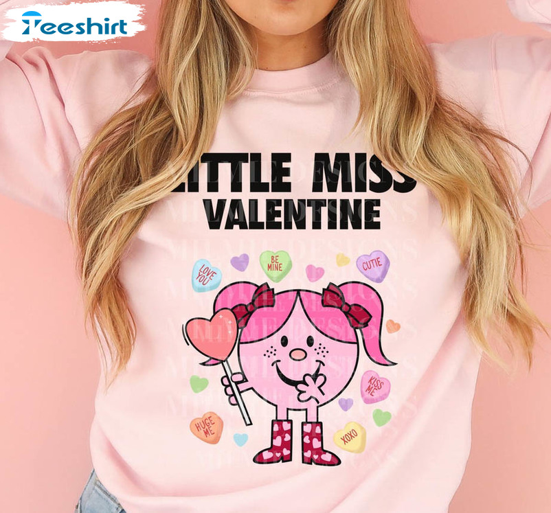 Little Miss Valentine Shirt, Valentines Day Unisex Hoodie Long Sleeve