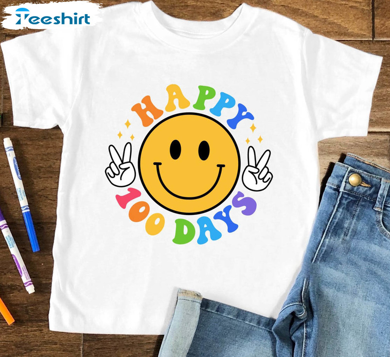 Happy 100th Day Of School Vintage Shirt, Smiley Face Crewneck Unisex Hoodie