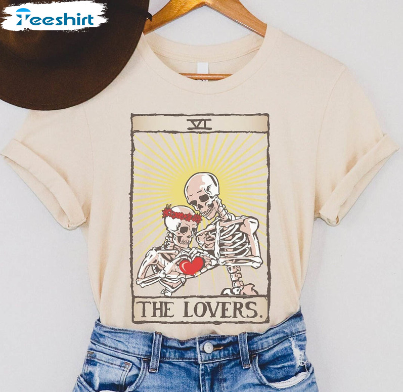 The Lovers Tarot Card Funny Shirt, Valentine Day Crewneck Unisex Hoodie