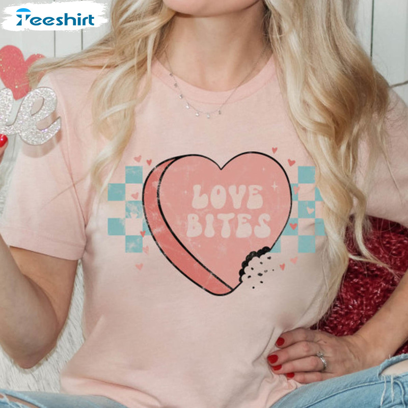 Retro Valentine's Day Shirt, Funny Love Bites Unisex Hoodie Crewneck