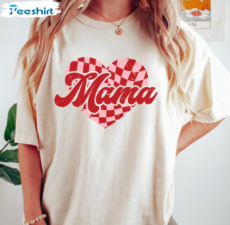 Womens Valentines Day Shirt, Mama Cute Heart Tee Tops Unisex T-shirt