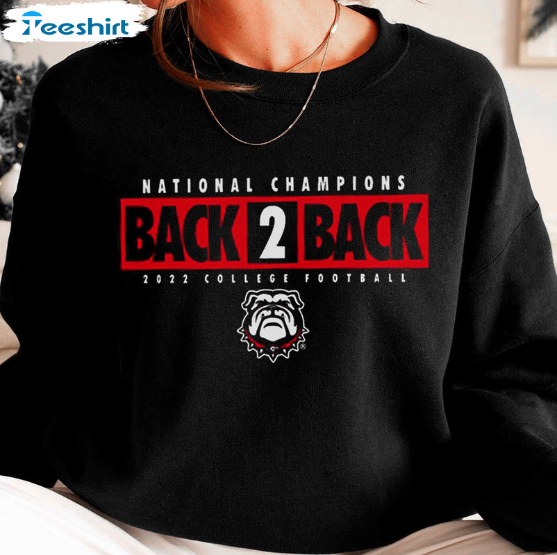 National Champions Back 2 Back Shirt, Championship Georgia Football Unisex Hoodie Long Sleeve