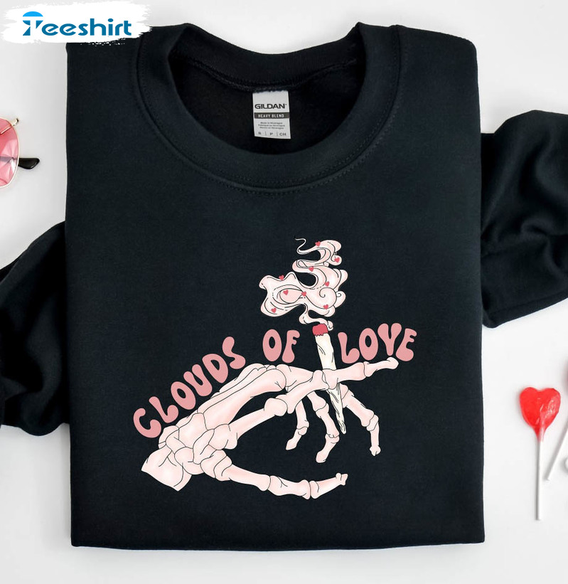 Clouds Of Love Sweatshirt , Skeleton Hands Valentine Short Sleeve Tee Tops