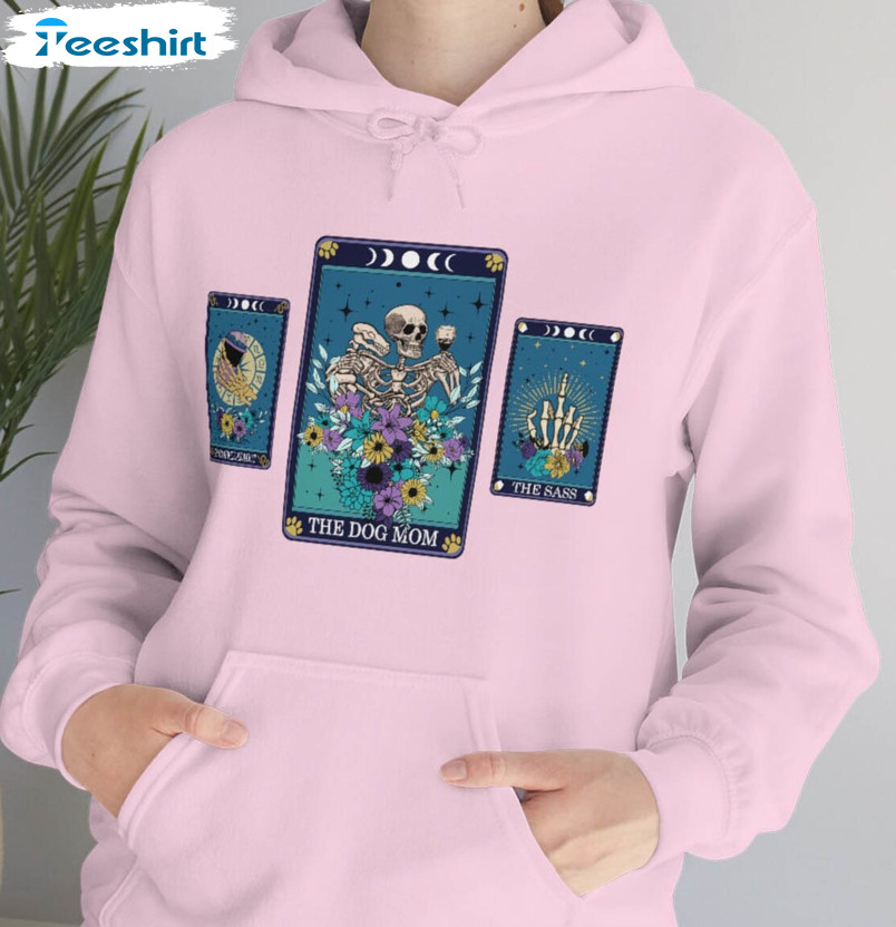 The Dog Mom Tarot Card Trendy Shirt, Skeleton Dog Lover Unisex T-shirt Crewneck