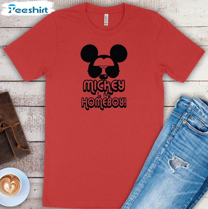 Mickey Is My Homeboy Funny Shirt, Vintage Disney Short Sleeve Unisex Hoodie