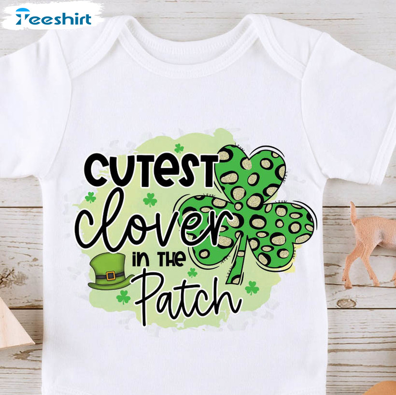 Cutest Clover In The Patch Shirt, Vintage St Patrick's Day Hoodie Short Sleeve