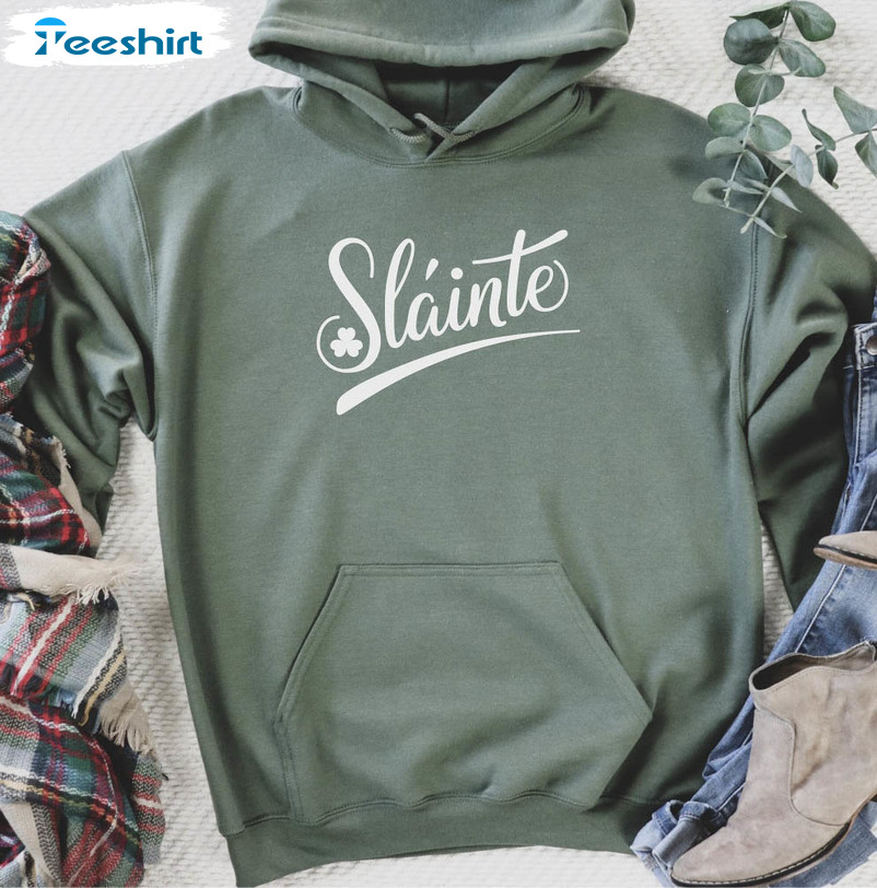 Slainte St Patrick's Day Vintage Shirt, Shamrock Irish Long Sleeve Unisex T-shirt