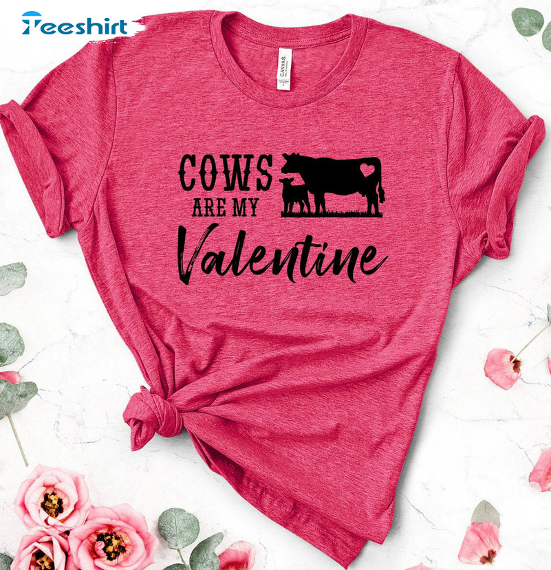 Cows Are My Valentine Vintage Shirt, Trending Long Sleeve Unisex Hoodie