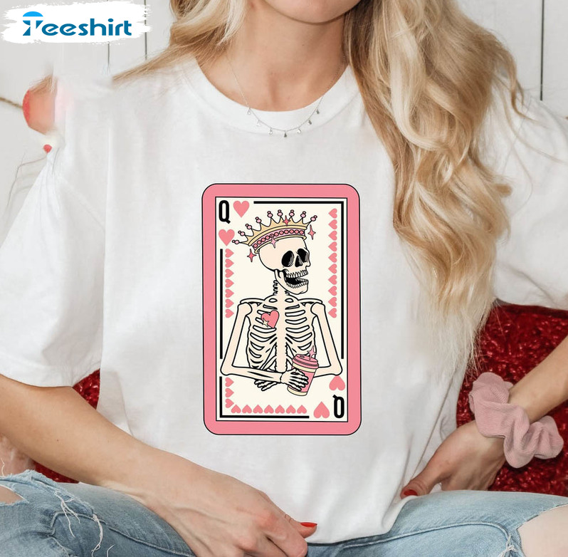 Queen Of Hearts Valentines Cute Shirt, Trending Unisex Hoodie Crewneck