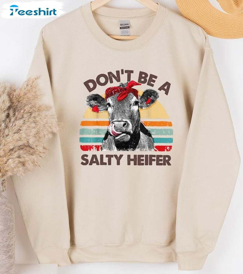 Don't Be A Salty Heifer Sweatshirt , Crazy Heifer Tee Tops Short Sleeve