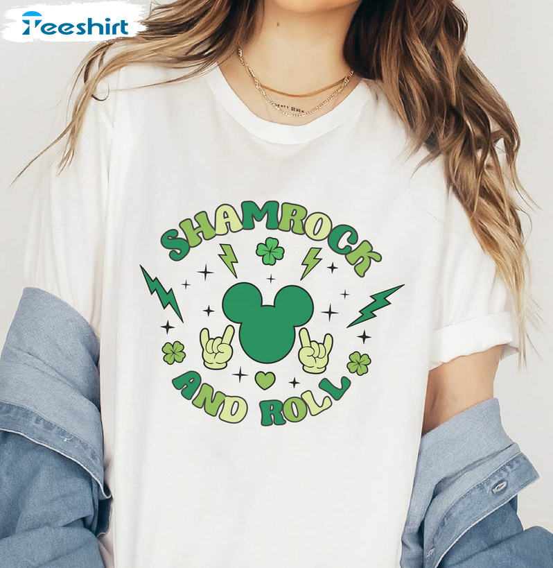 Shamrock And Roll Disney Shirt, Lucky St Patrick's Day Long Sleeve Hoodie