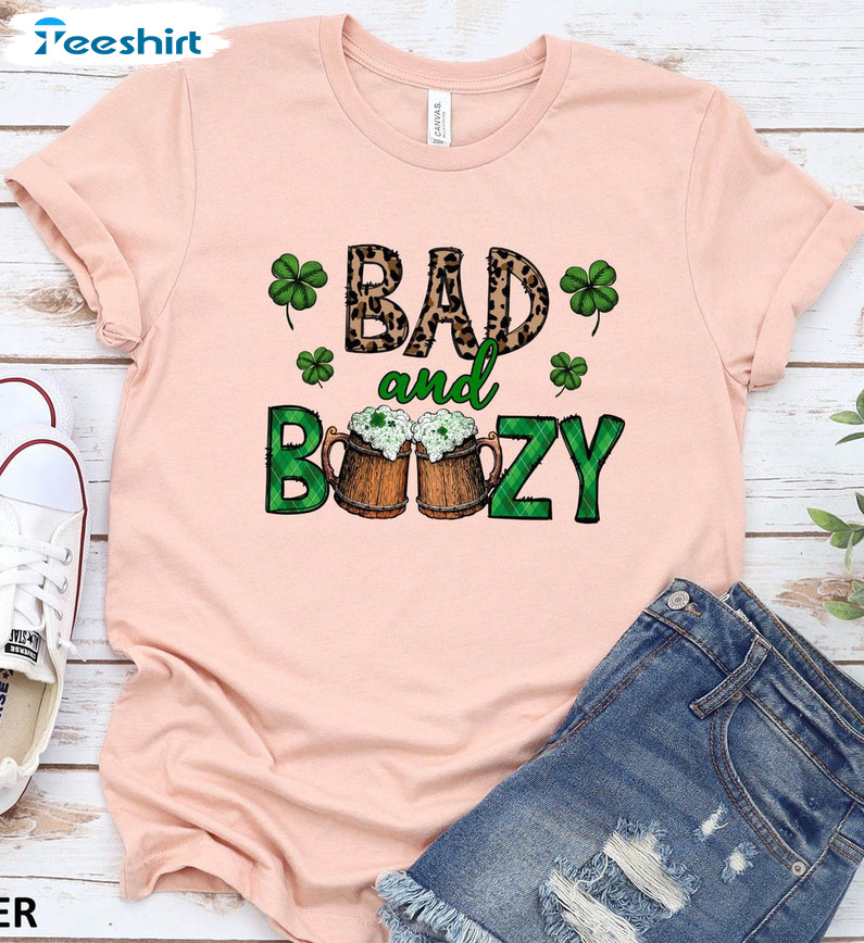 Bad And Boozy Vintage Shirt, Funny St Patrick's Day Unisex T-shirt Long Sleeve