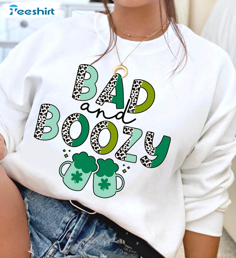 Bad And Boozy Vintage Shirt, St Patricks Day Short Sleeve Unisex T-shirt