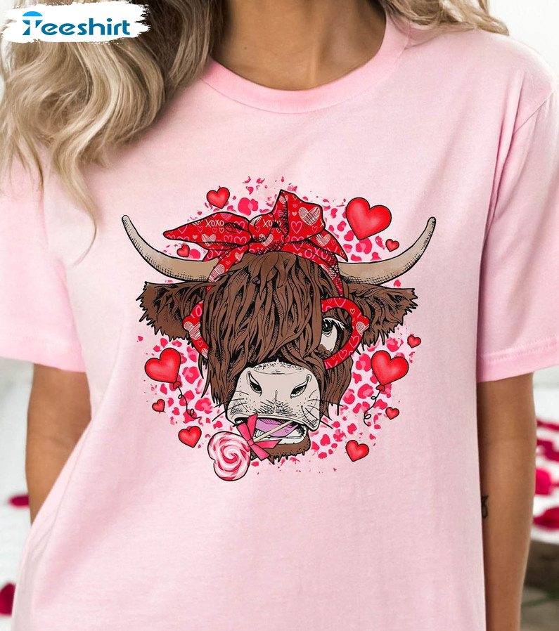 Valentines Day Cow Shirt, Heifer Valentine Cute Long Sleeve Sweater