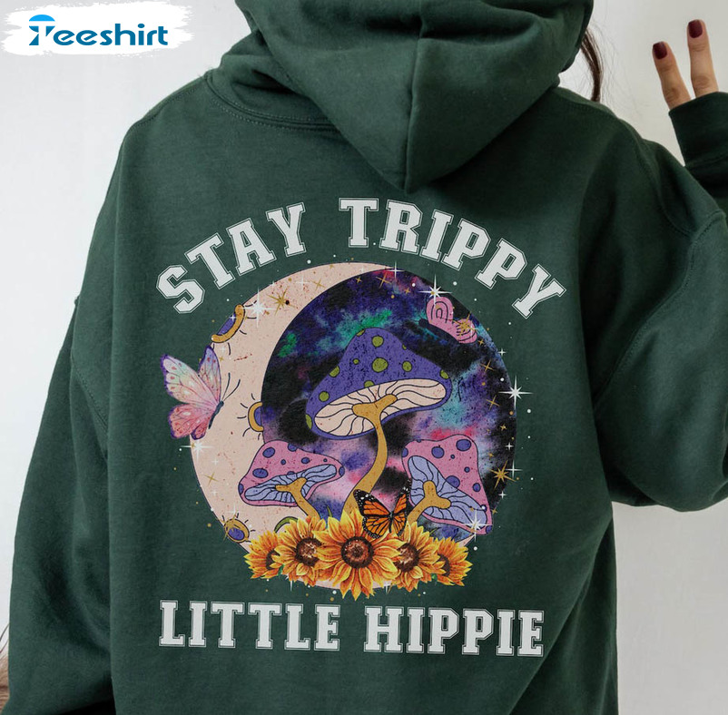 Stay Trippy Little Hippie Shirt, Mushroom Retro Long Sleeve Tee Tops