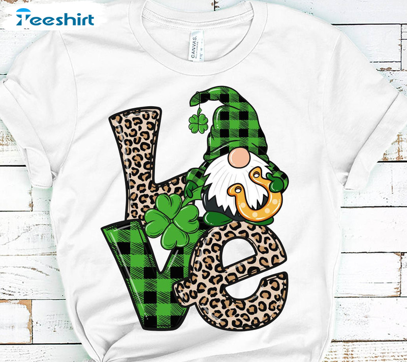 Love Patrick Day Gnomes Shirt, Shamrock Lucky Tee Tops Short Sleeve