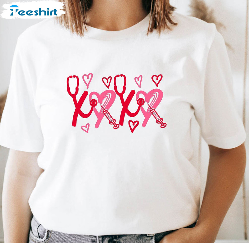 Xoxo Valentine Nurse Shirt , Nurse Valentine Day Unisex Hoodie Long Sleeve