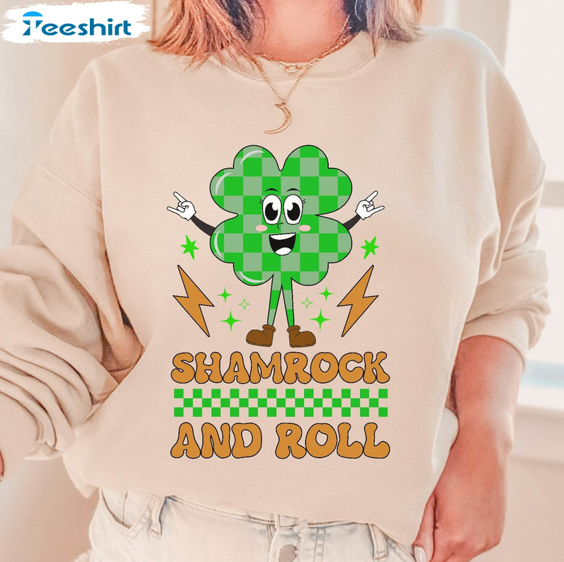 Shamrock And Roll Shirt, Happy Go Lucky Unisex Hoodie Long Sleeve