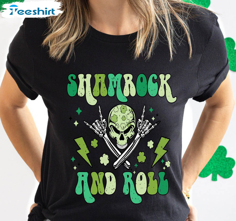 Shamrock And Roll St Patrick's Day Shirt, Funny Long Sleeve Sweatshirt