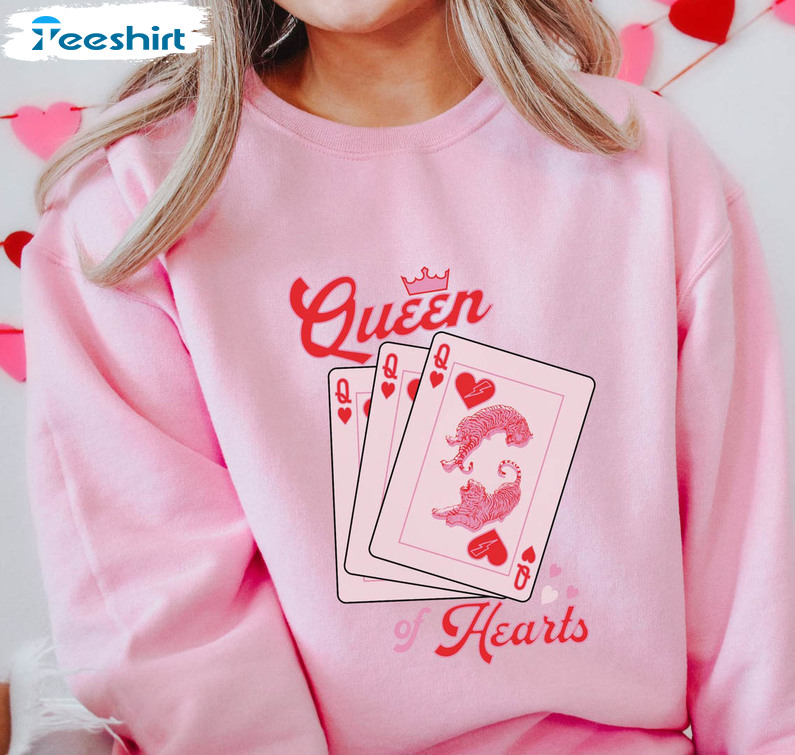 Queen Of Hearts Shirt, Cute Valentines Tee Tops Unisex Hoodie