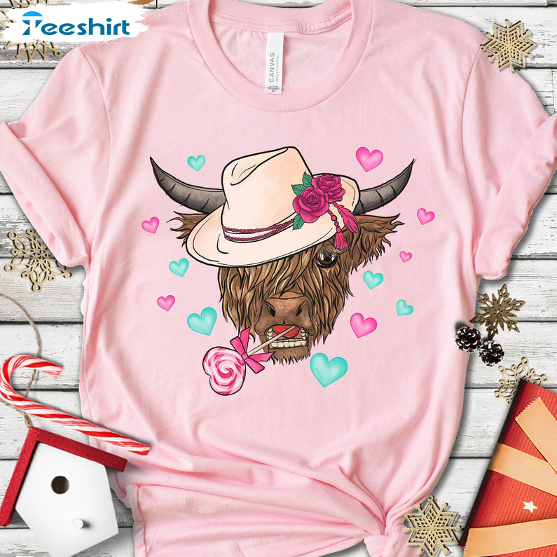 Heifer Valentine Shirt, Love Cow Western Country Crewneck Unisex T-shirt