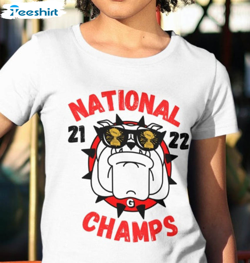 Georgia Bulldogs National Champs Shirt, Vintage Go Dawgs Short Sleeve Crewneck