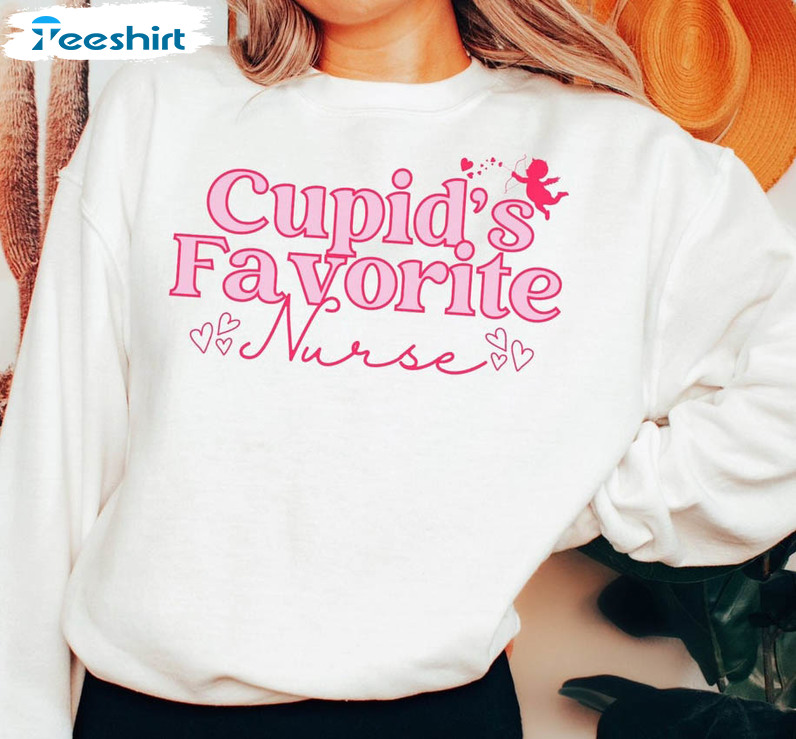 Cupid's Favorite Nurse Trendy Shirt, Bull Registered Nurse Valentine Unisex T-shirt Crewneck