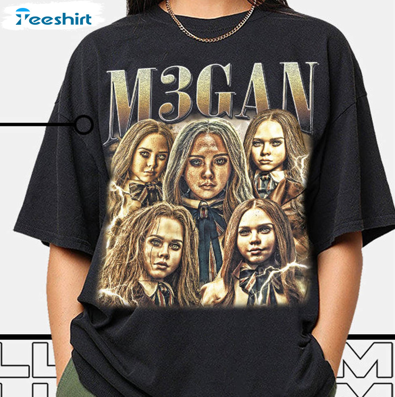 M3gan You Should Probably Run Vintage Shirt, Trending Unisex Hoodie Short Sleeve