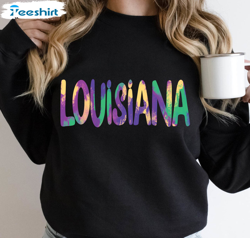 Louisiana Sweatshirt, Mardi Gras Party New Orleans Short Sleeve Tee Tops