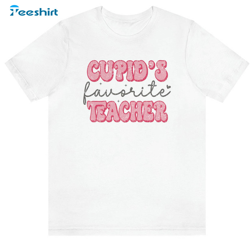 Cupid's Favorite Teacher Shirt, Valentine Cute Long Sleeve Hoodie