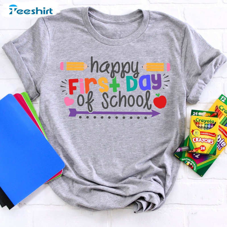 Happy First Day Of School Shirt, Teacher Life Unisex Hoodie Long Sleeve