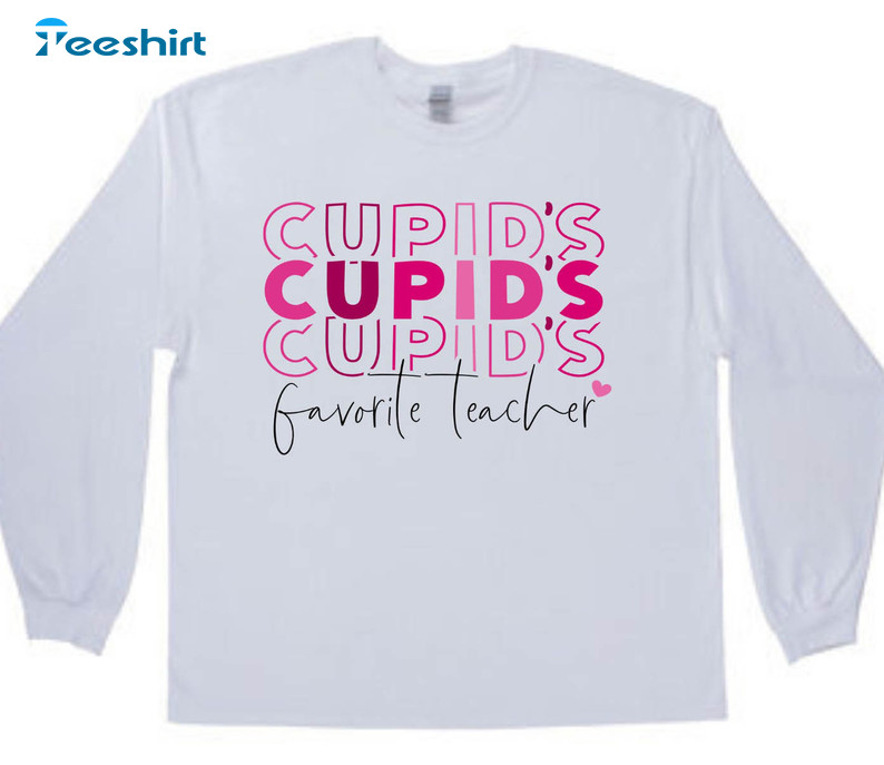Cupid's Favorite Teacher Shirt, Funny Valentine Short Sleeve Unisex Hoodie